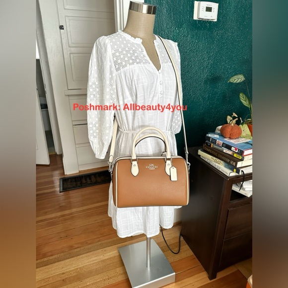 NWT COACH Rowan Satchel Bag In Colorblock - Novelty Leather/Silver/Light Saddle - Picture 15 of 16